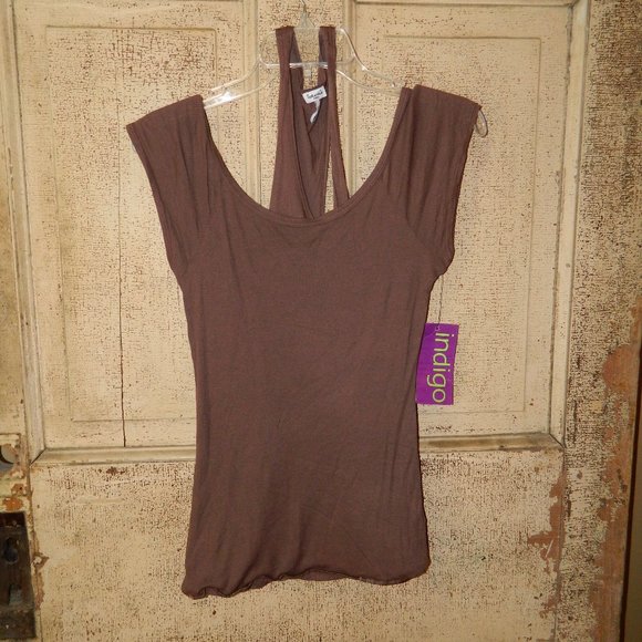Splendid Tops - Splendid 2 n 1 Top with Attached Tank Top Ribbed Brown Size S  (B27)